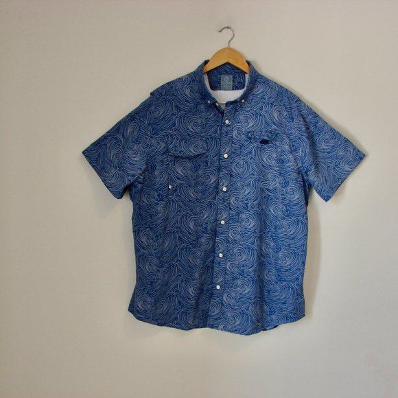 Vineyard Vines Harbor Shirt Surf No Turf Short Sleeve Fish Print Button Down XL - Picture 2 of 16